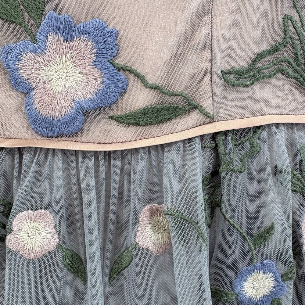 Sundance Peony Embroidered Tulle Tea Dress 2 - Picture 4 of 12